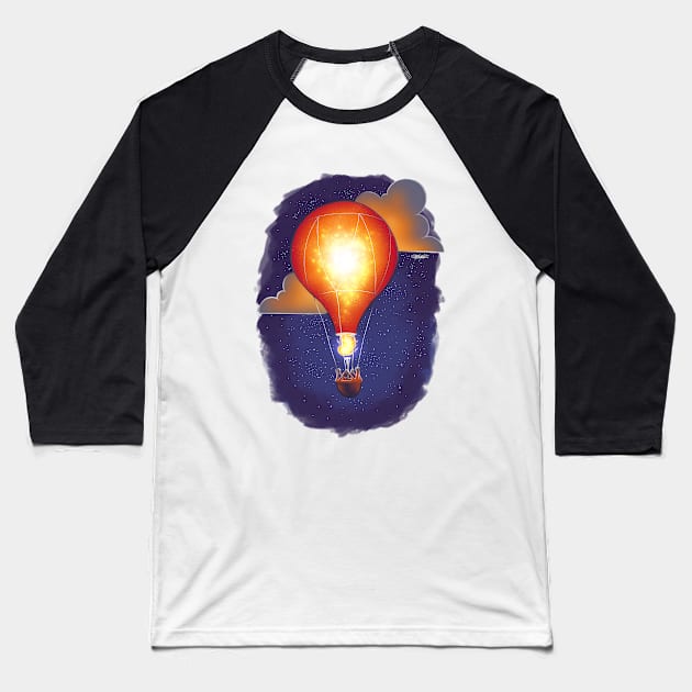 Serenity - Night Balloon Baseball T-Shirt by Indi Martin